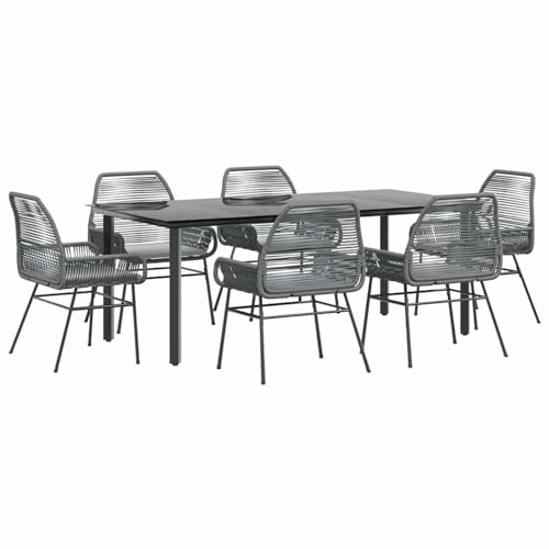 Homgoday 7-TLG. Garten-Essgruppe mit Kissen Grau Poly Rattan Glas Outdoor M?Bel mit Sessel Model3334581 Homgoday 7-TLG. Garten-Essgruppe mit Kissen Grau Poly Rattan Glas Outdoor M?Bel mit Sessel Model3334581 von Homgoday
