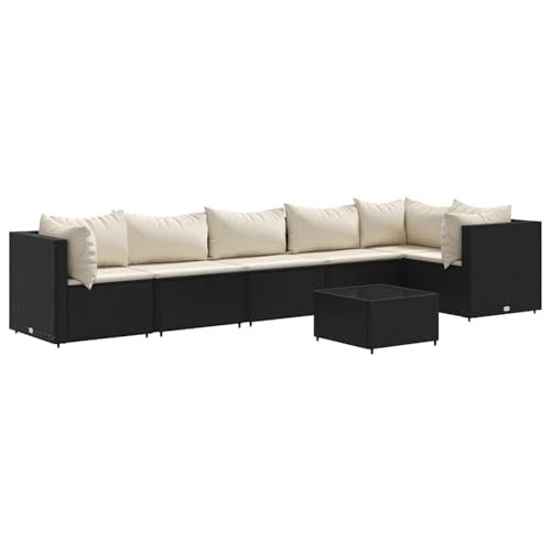 Homgoday 7-TLG. Garten-Lounge-Set mit Kissen Schwarz Poly Rattan Entspannungsstuhl Model3308112 Homgoday 7-TLG. Garten-Lounge-Set mit Kissen Schwarz Poly Rattan Entspannungsstuhl Model3308112 von Homgoday