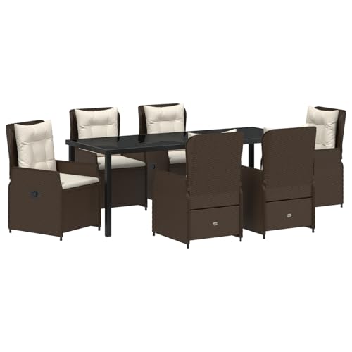 Homgoday 7 teiliges Garten Essset Braun Poly Rattan, Gartentisch Schwarz 200x80x73 cm Sicherheitsglas Outdoor M?Bel mit Sessel Model3380951 Homgoday 7 teiliges Garten Essset Braun Poly Rattan, Gartentisch Schwarz 200x80x73 cm Sicherheitsglas Outdoor M?Bel mit Sessel Model3380951 von Homgoday