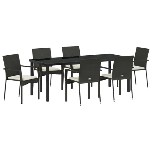 Homgoday 7-teiliges Garten-Essset mit Kissen Schwarz Poly Rattan Outdoor M?Bel mit Sessel Model3380083 Homgoday 7-teiliges Garten-Essset mit Kissen Schwarz Poly Rattan Outdoor M?Bel mit Sessel Model3380083 von Homgoday
