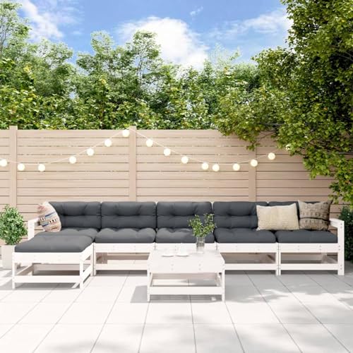 Homgoday 7-teiliges Garten-Lounge-Set Weiß Massivholz Kiefer Gartenmöbel Set Terrasse Outdoor Hof Terrasse Balkon Sofa Sitzmöbel Sitzmöbel Ecke Hinterhof Sofa Set Type26 Möbel Homgoday 7-teiliges Garten-Lounge-Set Weiß Massivholz Kiefer Gartenmöbel Set Terrasse Outdoor Hof Terrasse Balkon Sofa Sitzmöbel Sitzmöbel Ecke Hinterhof Sofa Set Type26 Möbel von Homgoday