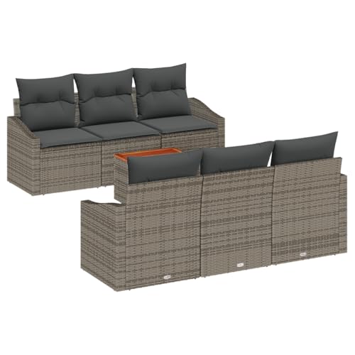 Homgoday 7-teiliges Garten-Sofa-Set mit Kissen Grau Poly Rattan Akazie Sofa Im Freien Model3356445 Homgoday 7-teiliges Garten-Sofa-Set mit Kissen Grau Poly Rattan Akazie Sofa Im Freien Model3356445 von Homgoday