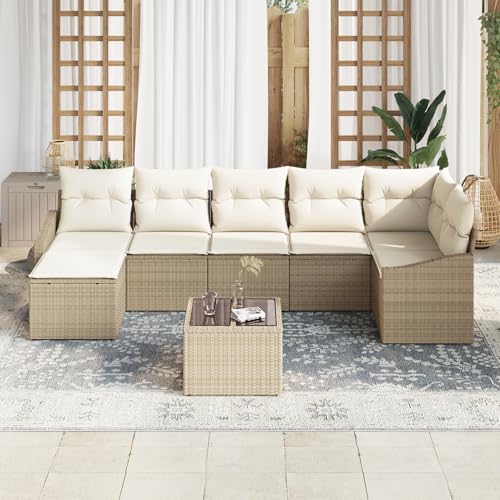 Homgoday 8-teilige Garten Essgruppe mit Kissen Braun Poly Rattan Gartenmöbel Set Terassenmöbel Außen Homgoday 8-teilige Garten Essgruppe mit Kissen Braun Poly Rattan Gartenmöbel Set Terassenmöbel Außen von Homgoday