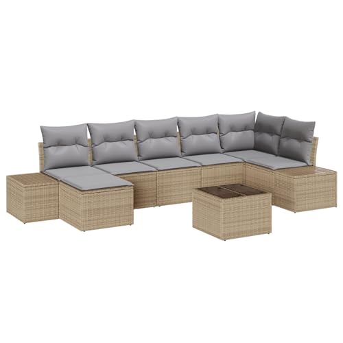 Homgoday 8-teiliges Garten Sofa Set mit Kissen in Schwarz Poly Rattan Lounge Möbel Outdoor von Homgoday