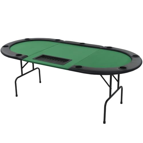 Homgoday 9-Spieler Poker Falttisch 3-Fach Faltbar Oval Grün Pokertisch Model80210 von Homgoday