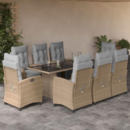 Homgoday 9-TLG. Garten-Essgruppe mit Kissen Beigemischung Poly Rattan Gartenmöbel Set Möbelsets Terrassenmöbel Balkonmöbel Gartentisch mit Stühle Möbel Sitzgruppe für Garten Terrasse Balkon Homgoday 9-TLG. Garten-Essgruppe mit Kissen Beigemischung Poly Rattan Gartenmöbel Set Möbelsets Terrassenmöbel Balkonmöbel Gartentisch mit Stühle Möbel Sitzgruppe für Garten Terrasse Balkon von Homgoday