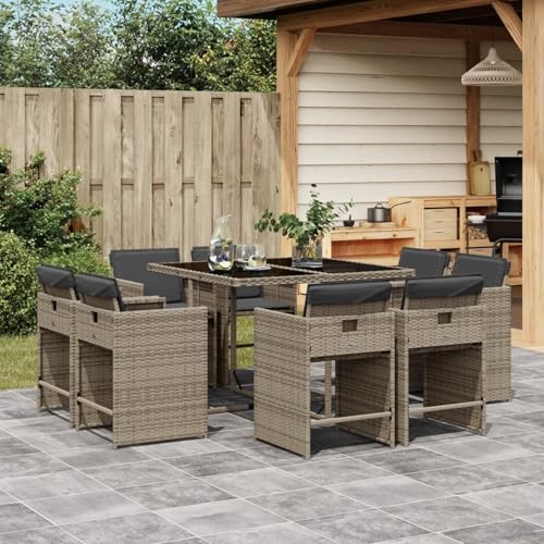 Homgoday 9-TLG. Garten-Essgruppe mit Kissen Grau Poly Rattan Garten-Esstisch und Stühle Model3211196 Homgoday 9-TLG. Garten-Essgruppe mit Kissen Grau Poly Rattan Garten-Esstisch und Stühle Model3211196 von Homgoday