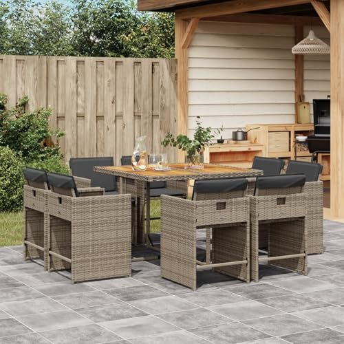 Homgoday 9-TLG. Garten-Essgruppe mit Kissen Grau Poly Rattan Garten-Esstisch und Stühle Model3211202 Homgoday 9-TLG. Garten-Essgruppe mit Kissen Grau Poly Rattan Garten-Esstisch und Stühle Model3211202 von Homgoday