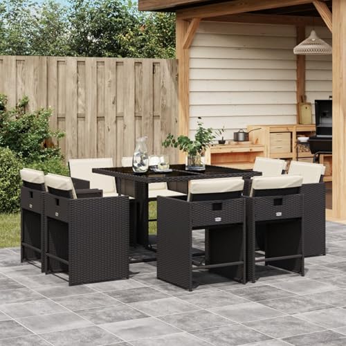 Homgoday 9-TLG. Garten-Essgruppe mit Kissen Schwarz Poly Rattan Garten-Esstisch und Stühle Model3211194 Homgoday 9-TLG. Garten-Essgruppe mit Kissen Schwarz Poly Rattan Garten-Esstisch und Stühle Model3211194 von Homgoday