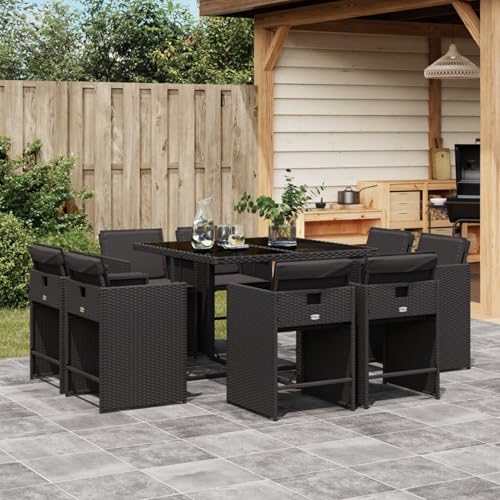 Homgoday 9-TLG. Garten-Essgruppe mit Kissen Schwarz Poly Rattan Garten-Esstisch und Stühle Model3211195 Homgoday 9-TLG. Garten-Essgruppe mit Kissen Schwarz Poly Rattan Garten-Esstisch und Stühle Model3211195 von Homgoday