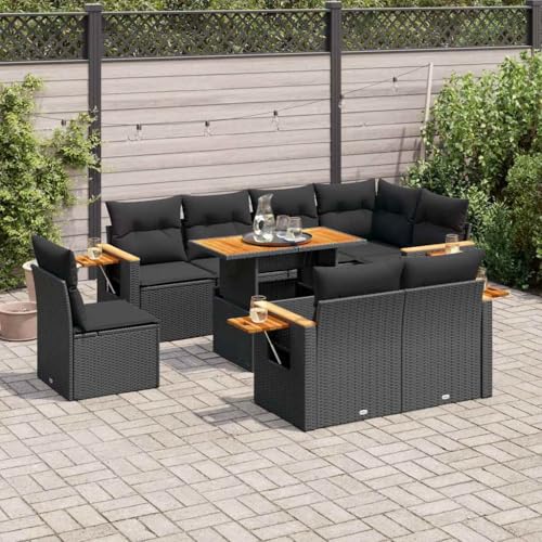 Homgoday 9-TLG. Garten-Sofagarnitur mit Kissen Schwarz Poly Rattan Gartensofa Set Terrassensofa Gartenlounge Loungemöbel Balkonmöbel Gartenmöbel Sitzgruppe Modular Design Homgoday 9-TLG. Garten-Sofagarnitur mit Kissen Schwarz Poly Rattan Gartensofa Set Terrassensofa Gartenlounge Loungemöbel Balkonmöbel Gartenmöbel Sitzgruppe Modular Design von Homgoday