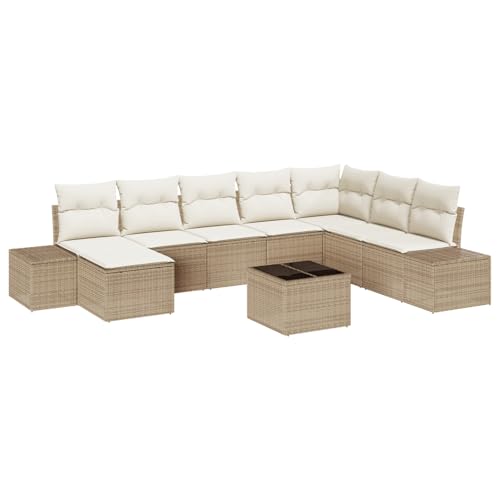 Homgoday 9-teiliges Garten Sofa Set mit Kissen in Braun Poly Rattan Sofa Im Freien Model3347191 von Homgoday