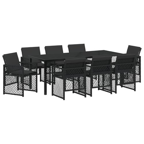 Homgoday 9-teiliges Gartenset mit Kissen Schwarz Poly Rattan, Gartentisch Schwarz 200x80x73 cm Sicherheitsglas Outdoor M?Bel mit Sessel Model3380624 Homgoday 9-teiliges Gartenset mit Kissen Schwarz Poly Rattan, Gartentisch Schwarz 200x80x73 cm Sicherheitsglas Outdoor M?Bel mit Sessel Model3380624 von Homgoday