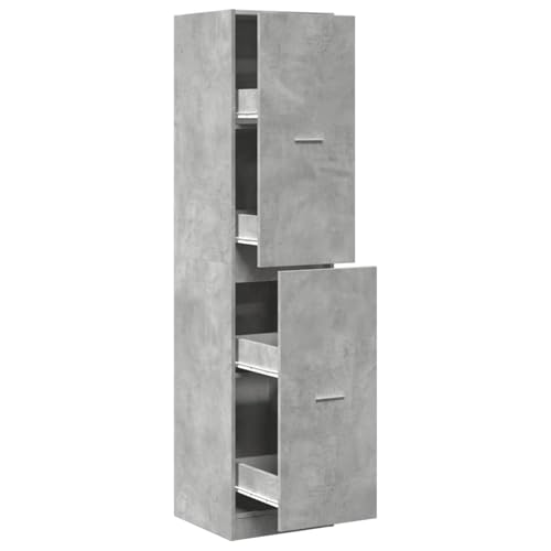 Homgoday Apothekerschrank Betongrau 40x41x174,5 cm Holzwerkstoff Medikamentenschrank Model3309648 von Homgoday