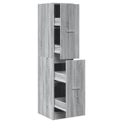 Homgoday Apothekerschrank Grau Sonoma 30x41x144,5 cm Holzwerkstoff Medikamentenschrank Model855174 von Homgoday