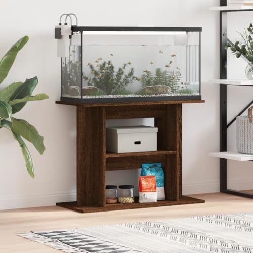 Homgoday Aquariumständer Aquarium Unterschrank Aquarium Tisch Aquarien Schrank Aquarienunterschrank Terrarium Schrank Braun Eichen-Optik 80x35x60 cm Holzwerkstoff von Homgoday