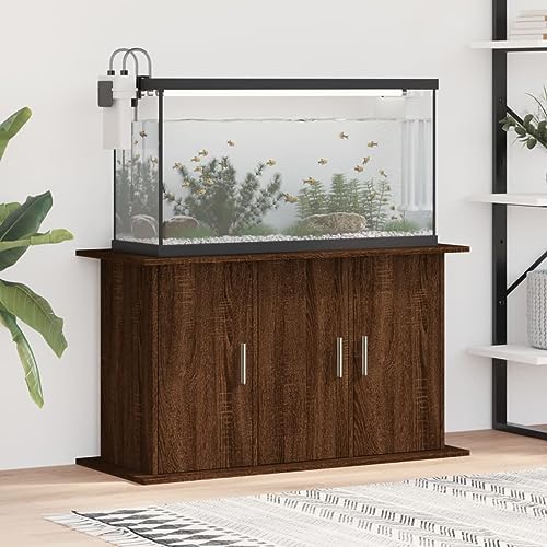 Homgoday Aquariumständer Aquarium Unterschrank Aquarium Tisch Aquarienschrank mit 6 Fächer Aquarienunterschrank Terrarium Schrank für Sicheren Stand Braun Eichen-Optik 101x41x58 cm von Homgoday