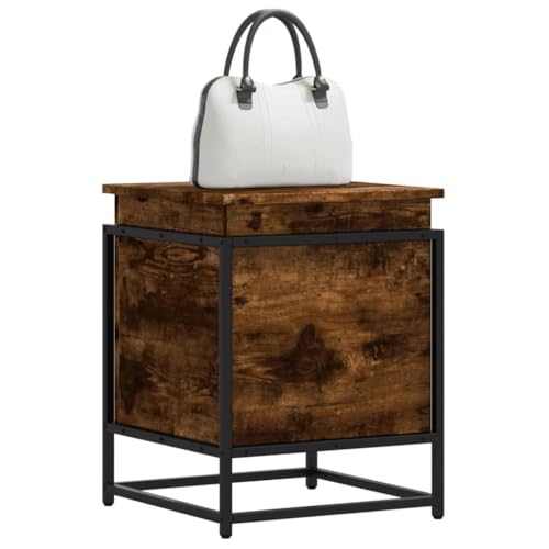 Homgoday Aufbewahrungsbox mit Deckel Truhe Holztruhe Aufbewahrungstruhe Spielzeugtruhe Deckenbox Couchtisch Beistelltisch für Wohnzimmer Räuchereiche 40x40x51,5 cm von Homgoday