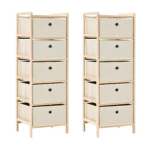 Homgoday Aufbewahrungsregale mit 5 Stoffkörben, 2 Stück Zedernholz beige, Aufbewahrungsschränke und Möbelschränke von Homgoday