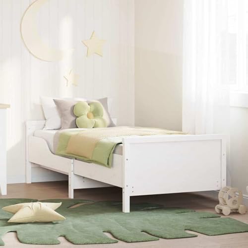 Homgoday Ausziehbares Bettgestell für Kinder Weiß 80 x 130/165 / 200 cm Bettgestell Model877204 von Homgoday