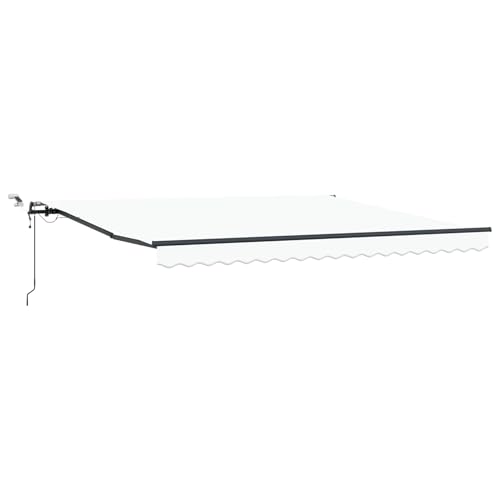 Homgoday Automatische Einziehbare Markise mit LED Weiß 400x350 cm, Markisen-Ersatzstoff für 4x3.5 m Rahmen Weiß Balkonmarkise Model3330798 von Homgoday