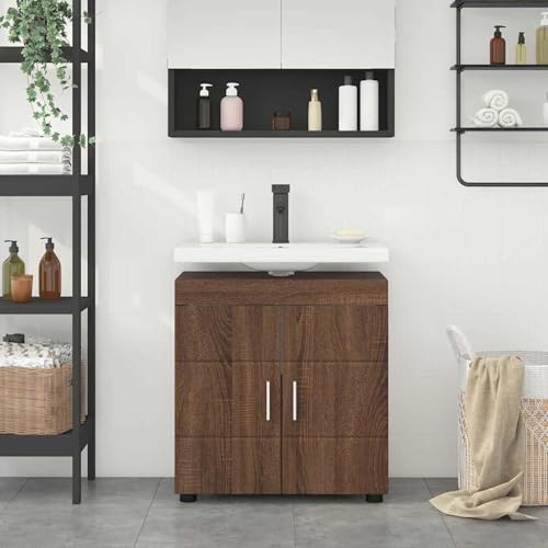 Homgoday Badezimmer Waschbecken Schrank Braune Eiche 60 x 34 x 63 cm Badezimmerschränke Model880328 Homgoday Badezimmer Waschbecken Schrank Braune Eiche 60 x 34 x 63 cm Badezimmerschränke Model880328 von Homgoday
