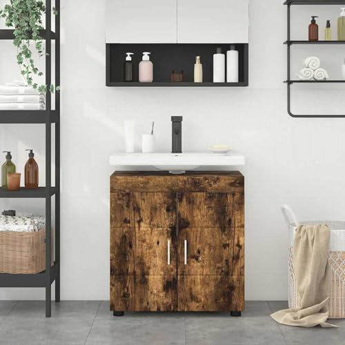 Homgoday Badezimmer Waschbecken Schrank Räuchereiche 60 x 34 x 63 cm Badezimmerschränke Model880326 Homgoday Badezimmer Waschbecken Schrank Räuchereiche 60 x 34 x 63 cm Badezimmerschränke Model880326 von Homgoday