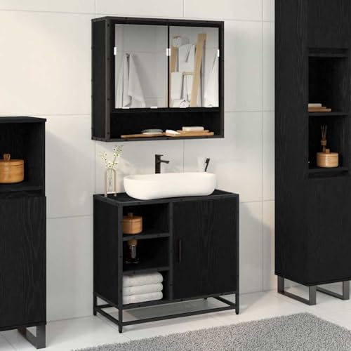 Homgoday Badezimmer Waschbecken Schrank Schwarze Eiche 65 x 33 x 60 cm Badezimmerschränke Model883636 Homgoday Badezimmer Waschbecken Schrank Schwarze Eiche 65 x 33 x 60 cm Badezimmerschränke Model883636 von Homgoday
