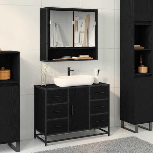 Homgoday Badezimmer Waschbecken Schrank Schwarze Eiche 80 x 33 x 60 cm Badezimmerschränke Model883633 Homgoday Badezimmer Waschbecken Schrank Schwarze Eiche 80 x 33 x 60 cm Badezimmerschränke Model883633 von Homgoday