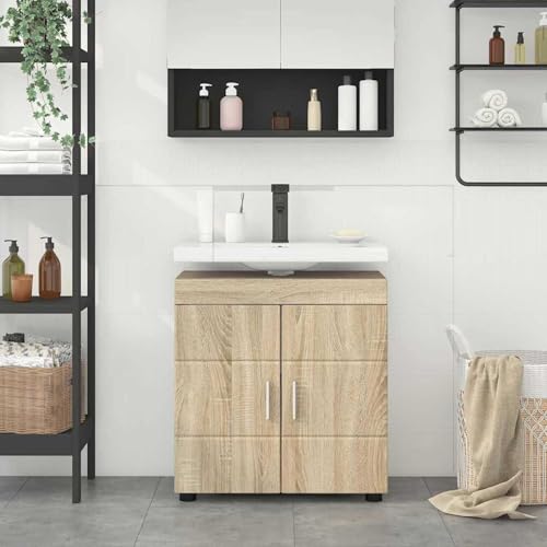 Homgoday Badezimmer Waschbecken Schrank Sonoma Eiche 60 x 34 x 63 cm Badezimmerschränke Model880323 Homgoday Badezimmer Waschbecken Schrank Sonoma Eiche 60 x 34 x 63 cm Badezimmerschränke Model880323 von Homgoday