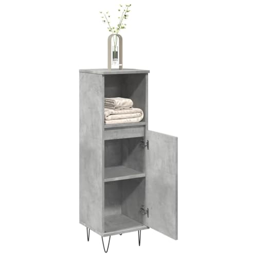 Homgoday Badezimmerschrank, Betongrau, 30 x 30 x 100 cm, mehrschichtiges Holz, Sideboard, Bodenschrank für Badezimmer, Aufbewahrungsregal, Büroschrank Homgoday Badezimmerschrank, Betongrau, 30 x 30 x 100 cm, mehrschichtiges Holz, Sideboard, Bodenschrank für Badezimmer, Aufbewahrungsregal, Büroschrank von Homgoday