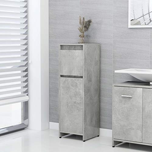Homgoday Badezimmerschrank Badschrank Standschrank Aufbewahrungsschrank Eckschrank 2 Fächer und 1 Schublade Beistellschrank für Bad, Flur, Wohnzimmer Betongrau 30x30x95 cm Holzwerkstoff von Homgoday