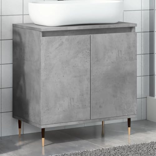 Homgoday Badezimmerschrank aus technischem Holz, Betongrau, 58 x 33 x 60 cm, Badezimmerschrank, wasserdicht, Badezimmerschrank, moderner Stil von Homgoday