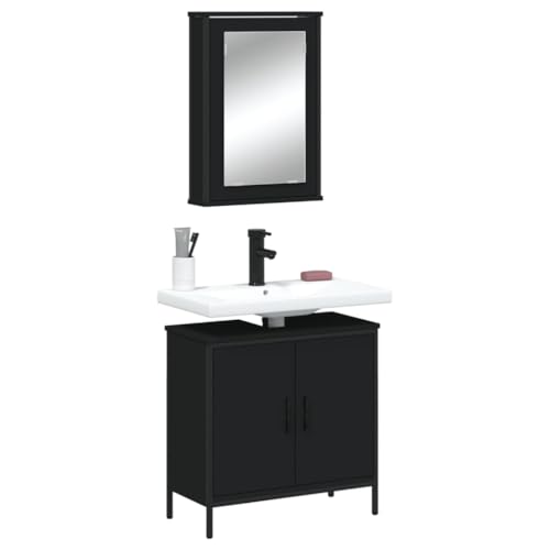 Homgoday Badmöbel Set 2-teilig Schwarz aus Sperrholz Sideboard Bodenschrank Badezimmerschrank Lagermöbel Regal Büro Modell Homgoday Badmöbel Set 2-teilig Schwarz aus Sperrholz Sideboard Bodenschrank Badezimmerschrank Lagermöbel Regal Büro Modell von Homgoday