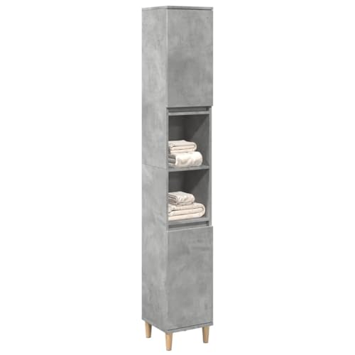 Homgoday Badschrank Beton, grau, 30 x 30 x 190 cm, Ingenieurholz, Badschrank, Organizer Schrank für Wohnzimmer, Esszimmer, Küche, Zuhause von Homgoday