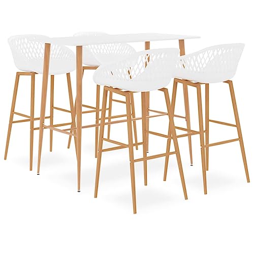 Homgoday Bar-Set 5-teilig, weiß, Gartenmöbel, Tisch und Stühle für den Außenbereich, Gartenmöbel-Set, Set Model3057435 von Homgoday