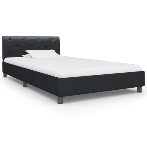 Homgoday Bettgestell Schwarz Kunstleder 100 × 200 cm Für Schlafzimmer Model284877 von Homgoday