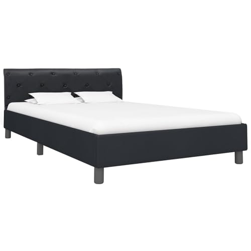 Homgoday Bettgestell Schwarz Kunstleder 140 × 200 cm Für Schlafzimmer Model284879 von Homgoday