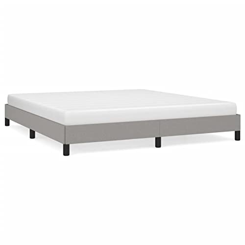 Homgoday Bettgestell aus hellgrauem Stoff, 160 x 200 cm, für Betten mit 80/90/100/120/140/160/180/200 x 200 cm, Einzelbett, Doppelbett für Erwachsene und Jugendliche von Homgoday