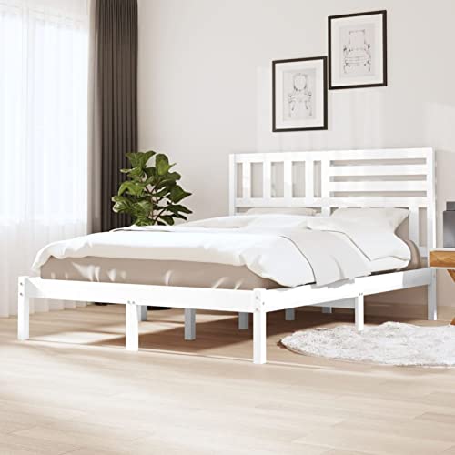 Homgoday Bettgestell aus massivem Kiefernholz, weiß, 120 x 200 cm, Bettrahmen für 90/120/135/140/160/180/200 x 200 cm, für Einzelbett, rostfrei, einfach zu montieren Homgoday Bettgestell aus massivem Kiefernholz, weiß, 120 x 200 cm, Bettrahmen für 90/120/135/140/160/180/200 x 200 cm, für Einzelbett, rostfrei, einfach zu montieren von Homgoday