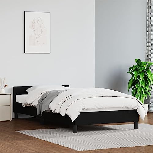 Homgoday Bettgestell mit Kopfteil, ohne Matratze, Schwarz, 90 x 190 cm, Bettrahmen, Rahmen, Rahmen, modernes Bett, Struktur für Wohnzimmer, Schlafzimmer Homgoday Bettgestell mit Kopfteil, ohne Matratze, Schwarz, 90 x 190 cm, Bettrahmen, Rahmen, Rahmen, modernes Bett, Struktur für Wohnzimmer, Schlafzimmer von Homgoday