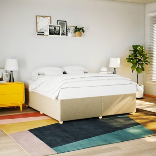 Homgoday Bettgestell ohne Matratze, Creme, 180 x 200 cm, aus Stoff, Bettgestell, Rahmen, Rahmen, modernes Bett, Struktur für Wohnzimmer, Schlafzimmer, Modell 3284755IT Homgoday Bettgestell ohne Matratze, Creme, 180 x 200 cm, aus Stoff, Bettgestell, Rahmen, Rahmen, modernes Bett, Struktur für Wohnzimmer, Schlafzimmer, Modell 3284755IT von Homgoday