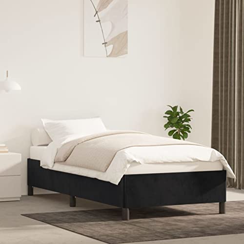 Homgoday Bettgestell ohne Matratze, Schwarz, 100 x 200 cm, aus Samt, Bettgestell, Rahmen, Rahmen, modernes Bett, Struktur für Wohnzimmer, Schlafzimmer, Modell 347308IT Homgoday Bettgestell ohne Matratze, Schwarz, 100 x 200 cm, aus Samt, Bettgestell, Rahmen, Rahmen, modernes Bett, Struktur für Wohnzimmer, Schlafzimmer, Modell 347308IT von Homgoday