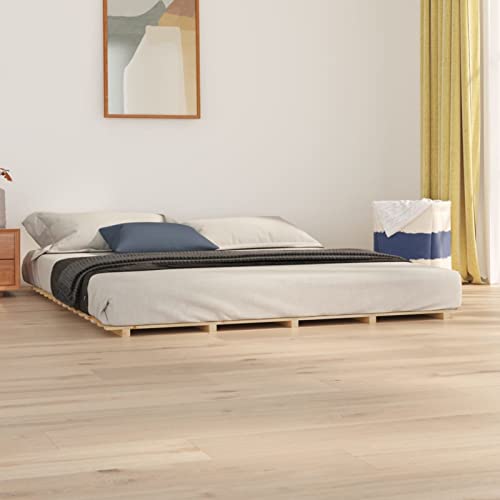 Homgoday Bettgestell ohne Matratze 200 x 200 cm aus massivem Kiefernholz, Bett Bettrahmen, Rahmen, Rahmen, modernes Bett, Struktur für Wohnzimmer, Schlafzimmer, Modell 824558IT von Homgoday