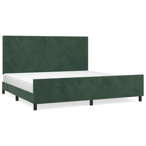Homgoday Bettgestell ohne Matratze Dunkelgrün 200x200 cm Samt Für Schlafzimmer Model3125656 von Homgoday