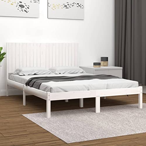 Homgoday Bettgestell ohne Matratze weiß 200 x 200 cm Massivholz Kiefer Bett Bettgestell Bettrahmen Rahmen Rahmen Modernes Bett Struktur Wohnzimmer Schlafzimmer Modell 3104434IT Homgoday Bettgestell ohne Matratze weiß 200 x 200 cm Massivholz Kiefer Bett Bettgestell Bettrahmen Rahmen Rahmen Modernes Bett Struktur Wohnzimmer Schlafzimmer Modell 3104434IT von Homgoday