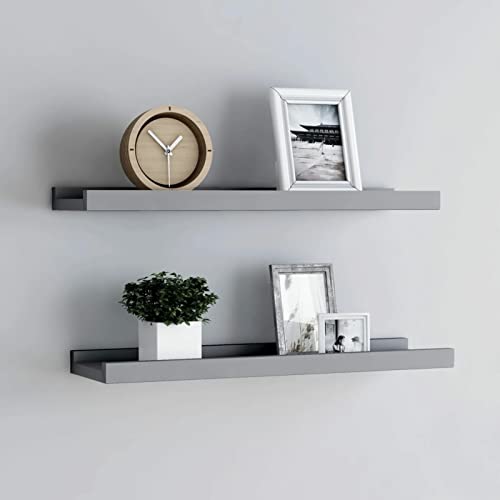 Homgoday Bilderleisten 2 STK. Schweberegal in U-Form Wandregal Hängeregal Büroregal Wandboard für Dekos, Wohnzimmer, Schlafzimmer und Büro Grau 40x9x3 cm MDF von Homgoday