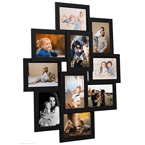 Homgoday Bilderrahmen Collage für 10 x (13 x 18 cm), Schwarz, MDF Collage, Fotorahmen für Wand, Mehrfachrahmen, Wanddekoration von Homgoday