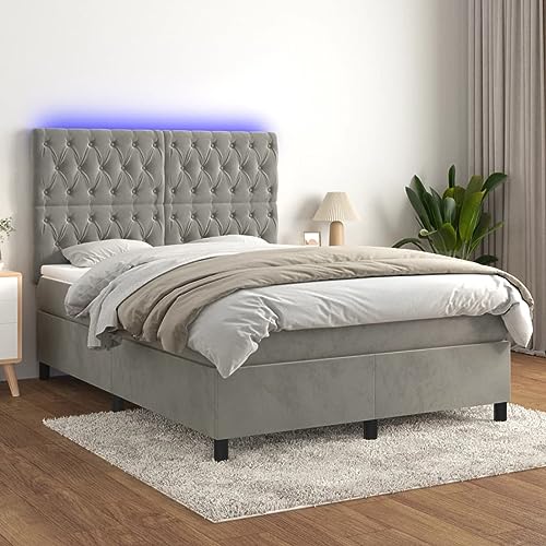 Homgoday Boxspringbett Matratze und LED Hellgrau 140 x 200 cm Samt Bett Bettrahmen Rahmen Rahmen Modernes Bett Struktur Wohnzimmer Schlafzimmer Model 3136305IT Homgoday Boxspringbett Matratze und LED Hellgrau 140 x 200 cm Samt Bett Bettrahmen Rahmen Rahmen Modernes Bett Struktur Wohnzimmer Schlafzimmer Model 3136305IT von Homgoday