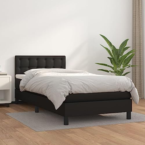 Homgoday Boxspringbett mit Matratze, Kunstleder, Schwarz, 100 x 200 cm, gepolstert, Lattenrost, Taschenfederschutz, anpassbar, wendbar, Stoff, Typ 11 Homgoday Boxspringbett mit Matratze, Kunstleder, Schwarz, 100 x 200 cm, gepolstert, Lattenrost, Taschenfederschutz, anpassbar, wendbar, Stoff, Typ 11 von Homgoday